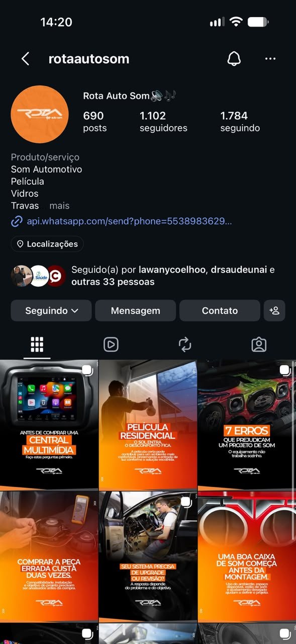 Print do perfil de Rota Auto Som no Instagram